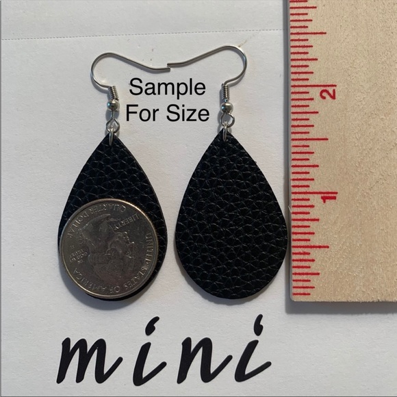 Mini Faux Leather Teardrop Earrings - Picture 2 of 4